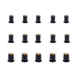 Tutuxio 45pcs M4 M5 M6 Black Rubber Well Nuts Kit, Fairing Universal Motorcycle Fasteners Screws Neoprene Expansion Brass Windscreen Nuts, Windshield Fairing Fasteners Nuts Insert