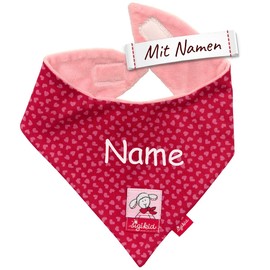 Sigikid Baby Neckerchief Schnuggi Embroidered with Name, Pink Girls' Triangular Scarf/Nicky Scarf Accessory as a Gift for Birth Christening Santa Claus Easter Christmas, pink