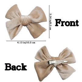 Esumun 4 Inch Baby Girls Velvet Hair Bow Clips 5 Pairs Set, Velour Barrettes Hair Accessories for Toddlers School Teens(velvet dark)