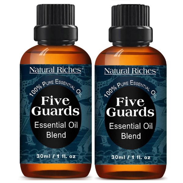 Natural Riches Five Guards Essential Oil Blend Health Shield for Aromatherapy with Clove Cinnamon Lemon Rosemary Eucalyptus Oil - 2 Pack of 30 ml