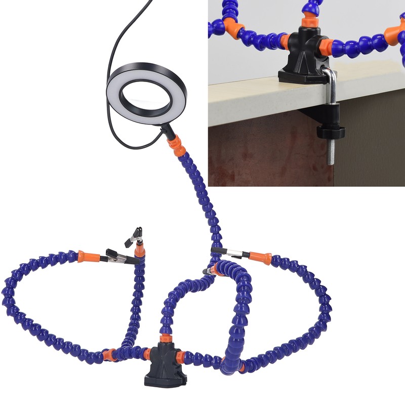 Soldering Helping Hand 5 Jaws 3X USB Magnifier ABS Flexible
