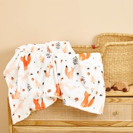 TILLYOU Toddler Flannel Blanket - Warm and Cozy Baby Blanket for Boys and Girls, Smooth and Creamy Blanket, Cute and Lightweight, 40×50 inches, Fox Party