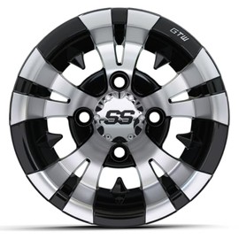GTW Vampire - 12 inch Aluminum Golf Cart Wheel 12x7 | Machined Silver/Black | 4 Bolt Pattern | 3:4 Offset | Universal