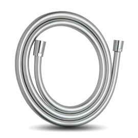OFFO Shower Hose, 2 m, PVC Universal Shower Pipe with Shower Hose, Washing Machine, High Pressure Shower Hose for Bathroom Fittings, Replacement, Silver