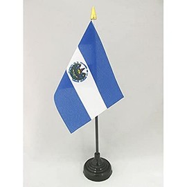 AZ FLAG - Tischflagge EL Salvador - 15x10 cm Goldene Splitze - Salvadorianische Tischfahne 10 x 15 cm - Flaggen