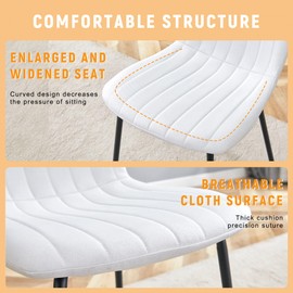 LFVFFA Dining Chairs Set of 4, White Linen Kitchen Chairs Heavy Duty Restaurant Chair Striped Modern Parson Chair with Metal Leg for Kitchen Restaurant Dining Room