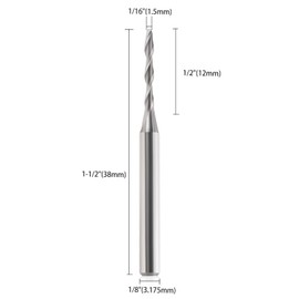 HOZLY - Fresa de punta de bola, fresadora CNC, vástago de 1/8 pulgadas, diámetro de corte de 1/16 para fresado de máquina CNC, brocas de fresado en espiral, herramienta de grabado para madera acrílica