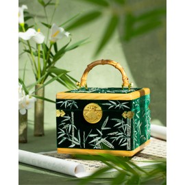 Vee Jewelry Box,Jewelry Storage Box Real Silk Embroidery, Jewelry Organizer Made of Solid Wood,for Necklaces Rings Earrings Bracelets