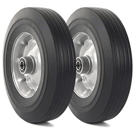AR-PRO - Paquete de 2 neumáticos de repuesto de goma sólida de 10 x 2.5 pulgadas, sin planos, neumáticos y ruedas para carretillas manual...