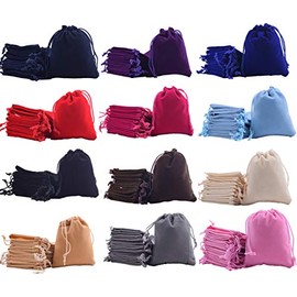 Sansam 24pcs 12 Colors Mixed Drawstrings Velvet Bags for Jewelry, Gift, Wedding Favors, Candy Bags, Party Favors, 4.8x6.0''