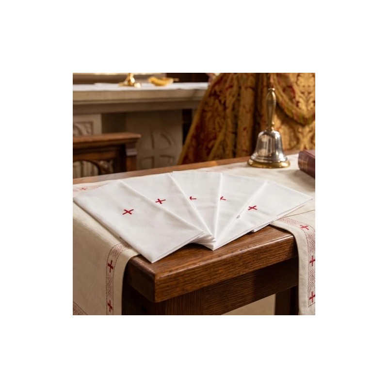Single Altar Linen White Church Purificator 100% Cotton with Red