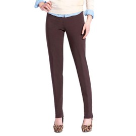 SLIM-SATION Women's Wide Band Regular Length Pull-on Straight Leg Pant with Tummy Control, Chocolate, 10
