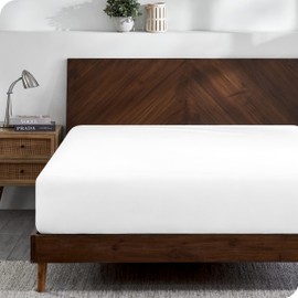 Bare Home 100% Organic Cotton Jersey Fitted Sheet - Full Size - Ultra Soft - Deep Pocket Fitted Sheet - 100% Cotton - Ring Spun Yarns (Full, White)