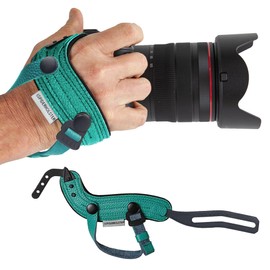 Spider Holster - SpiderPro Camera Hand Strap v2 with Snap Assembly and Optional Wrist Strap – DSLR and Mirrorless Compatible (Teal) - Genuine Leather + Memory Foam
