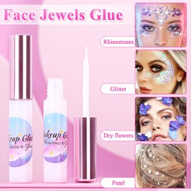 Face Makeup Glue for Rhinestones, Shynek Cosmetic Face Glitter Glue Long Lasting Waterproof Face Glue Adhesive for Eye Jewels Face Gems Rhinestone Chunky Body Glitter