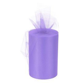 MECCANIXITY 6 Inch 100 Yards Tulle Ribbon Rolls Pastel Netting Fabric Net Cloth for Gift Wrapping Christmas Wedding DIY Crafts, Light Purple