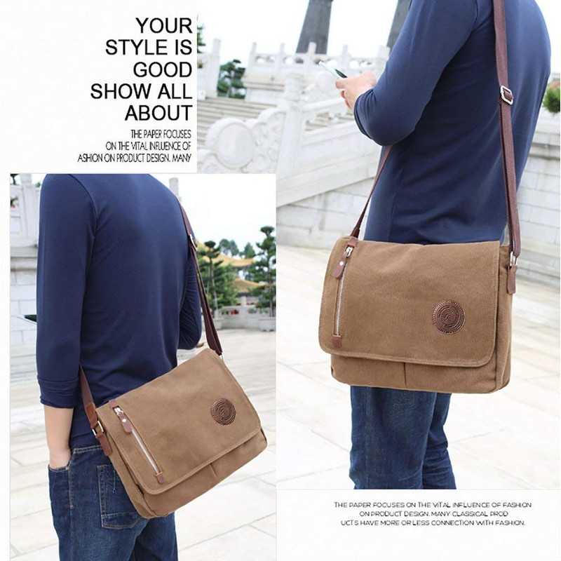 Unisex Messenger Bag Casual Canvas Bag Shoulder Sling Bag Satchel