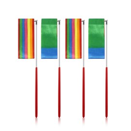 JBBERTH 4pcs 2M Dancer Ribbon,Rhythmic Dance Ribbons for Kids,Sport Gymnastics Dance Ribbon, Baton Twirling-Set of 2 (Rainbow and Flame)