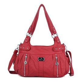 Angelkiss Large Purses and Handbags for Women Washed Faux Leather Crossbody Hobo Satchel Shoulder Handbag Tote Purse