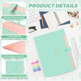 Expanding File Folder, 8 Pockets Accordion File Organizer, A4 Letter Size Paper Document Receipt Organizer Accordian Filing Folder for Classroom, Home, Office and Travel(Green)