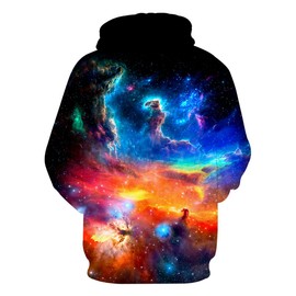 Neemanndy Unisex Hoodies for Men Graphic Hoodie Clothes Women 3D Space Galaxy Sweatshirts with Pocket, Small