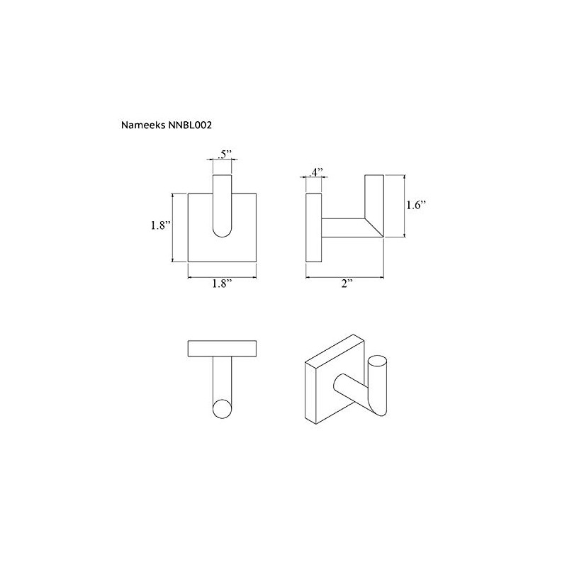 Nameeks NNBL003 Nice Hotel Matte Bathroom Hook, Black