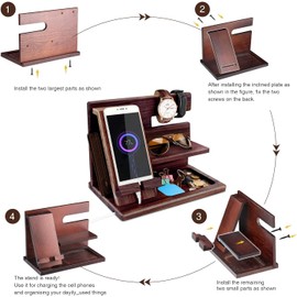 Gifts for Men, Wooden Phone Docking Station, Watches, Wallets, Bedside Organiser Gift Husband, Gift for Him, Father, Brother, Christmas, Anniversary, Birthday Gift for Men, Dad Gifts