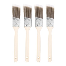 HARFINGTON 4pcs Paint Brushes 1.5" Angle Paint and Chip Brushes with Wooden Handle for DIY Paint Flat Art Furniture Fences Deck Wall Trim, Brown
