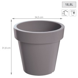 Prosper Plast Lofly Flowerpot, 34.5 x 31.8 cm, Stone Grey, 34.5x34.5x31.8 cm