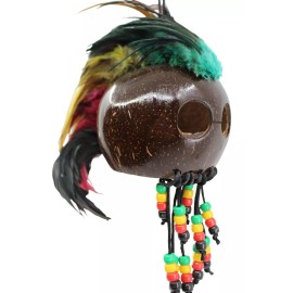 Ikaika Hawaiian Warrior / Koa Helmet Hanging Decor - 4" Coconut Shell, Rasta