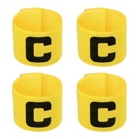 PATIKIL 11.8x2.8 Soccer Captain Armband, 4Pcs Nylon Elastic Protective Arm Badge for Youth Adult Team Training, Yellow