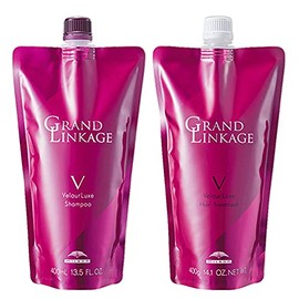 Milbon Grand Linkage Velolux 400 Refill Set, Shampoo 13.5 fl oz (400 ml) + Treatment 14.1 oz (400 g)