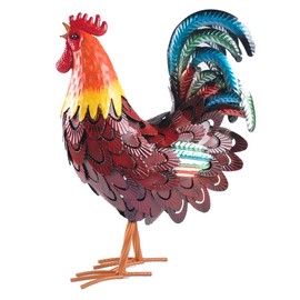 BAENRCY 15" Rooster Statue Chicken Sculpture Garden Decoration Metal Yard Art for Yard Outdoor Decoration (#C)