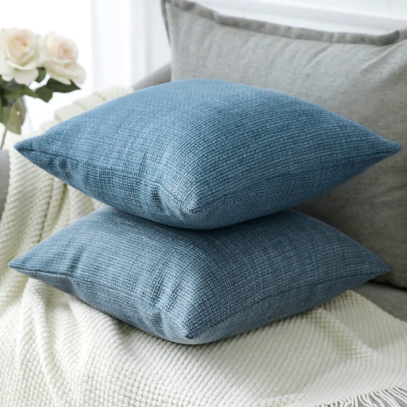 Artscope Cushion Covers Set of 2 Linen Decorative Square Pillowcases