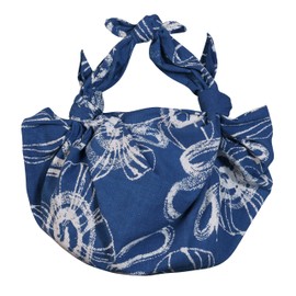 Indigo-Dyed Furoshiki Wrapping Cloth Grocery Eco Bag Modern Japanese Reusable Wrap Cotton 100% UJS028FL Floral