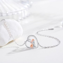 CHENGHONG Dog Bracelet for Women 925 Sterling Silver Labrador Bracelet Herz Dog Jewellery Labrador Gifts for Labrador Lovers