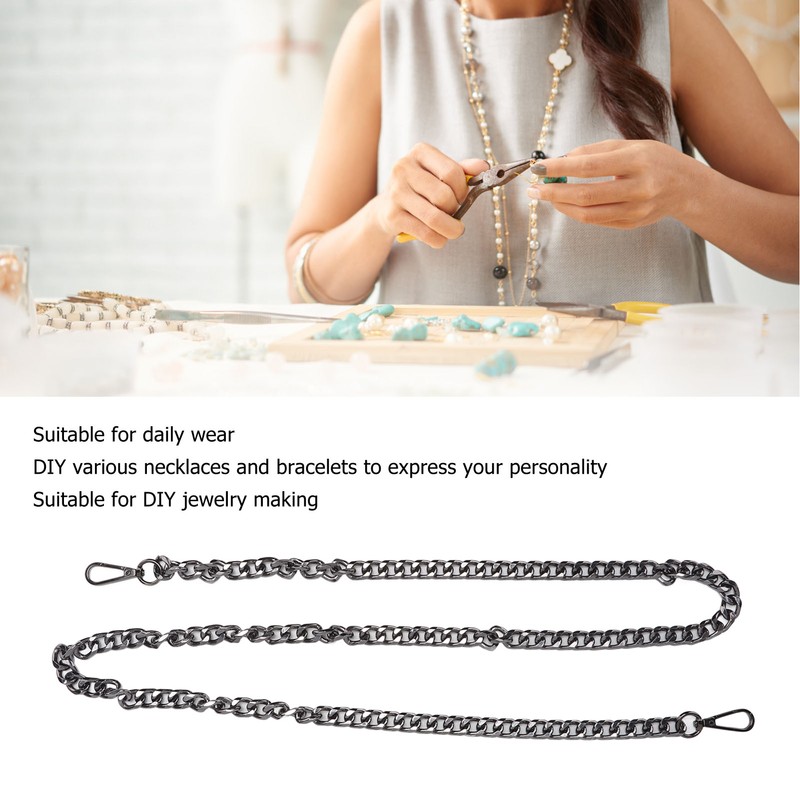 8pcs Curb Chain 8 Side Milled Straight Buckle 1.2meter DIY