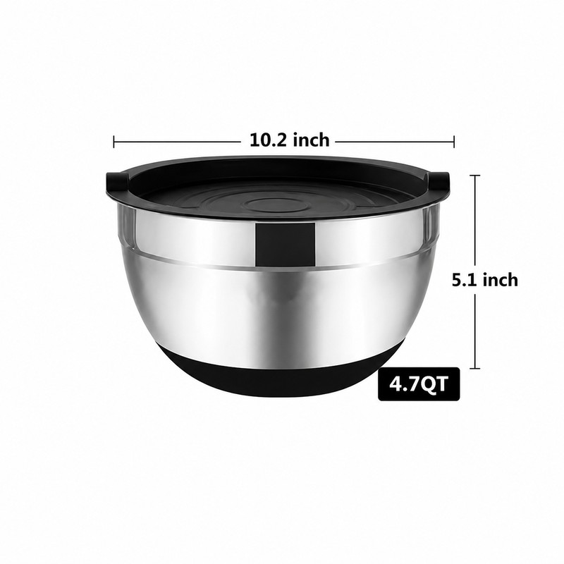 LMETJMA Stainless Steel Mixing Bowls Set of 5 - Durable