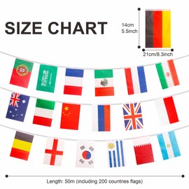 World Flags Bunting Flags of the World Bunting 200 Countries Flags 50m, World Flags Bunting International Flags Bunting Banner Oly Game 2024 Party Decorations for Garden Bar Outdoor