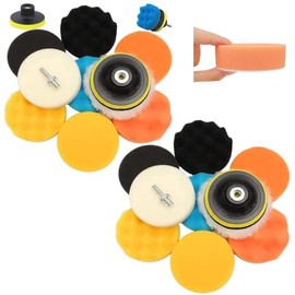 22Pcs Kit de almohadilla de pulido para encerar - con taladro de espuma para automóviles para lijado, encerado y esmalte para autos, almohadillas de p