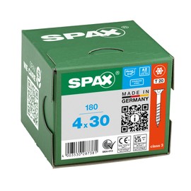SPAX Stainless Steel Screw, 4.0 x 30 mm, Pack of 180, Partially Threaded, Countersunk Head, T-Star Plus T20, 4CUT, Stainless Steel A2-8000000287381