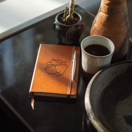 Pictostone Stone Paper Ruled (Lined) Executive Notebook, Brown Hardcover with Leather Feel- Size 5" x 8.25" (13 cm x 21 cm), 208 Pages (Brown)