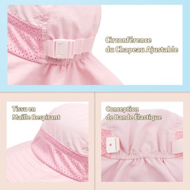 SEYUFN Baby Sun Hat Girls Boys Neck Cap Child Protection Bucket Hats Breathable Baby Girl Beach Hat Toddler Summer Hat, C-pink, 6 - 12 years