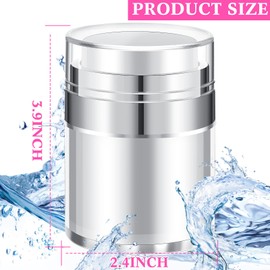 4 Pack Empty Airless Pump Jar Acrylic Airless Cosmetic Container Portable Refillable Travel Size Cream Jar Vacuum Bottle Lotion Jar with Pump Lid for Skincare Cream, White (3.5 oz)
