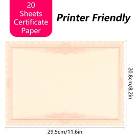 Teqooza A4 Size Blank Award Certificate Paper 8.5x11 inch for Printing, Blank Cardstock for Diploma, Graduation, Office Business Achievement, 20 Sheets
