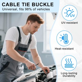 Nylon Universal Cable Tie Buckle, Heavy Duty Self-Locking Nylon Zip Tie Clips With Pin, Suitable Car Daily Repair, Home & Garage Use