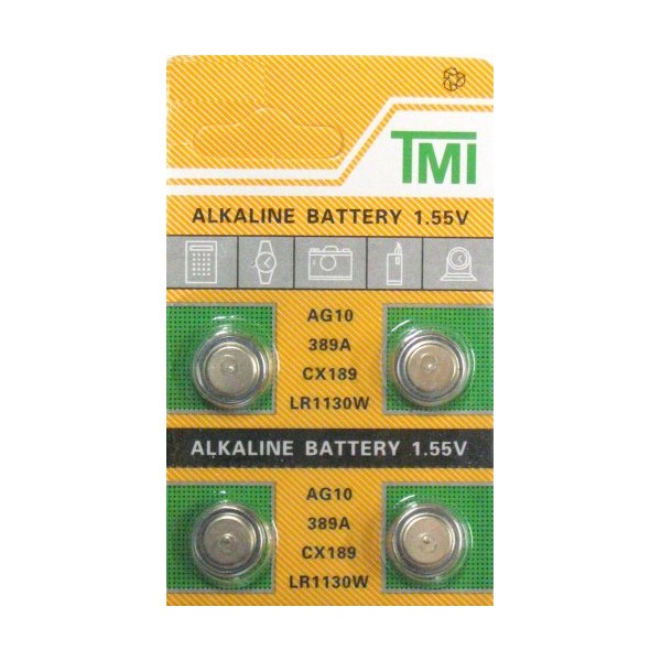 4 Pack AG10 389 189 LR54 LR1130 Alklaine Button Cell Battery