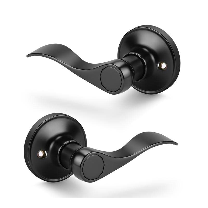 Probrico Keyless Matte Black Dummy Door Handles Wave Style, Packs