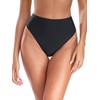 RELLECIGA Women's Black High Waisted High Cut Thong Bikini Bottom