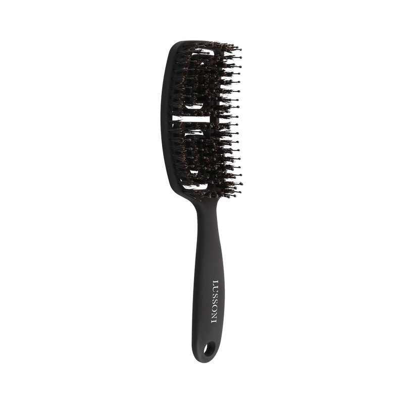 T4B LUSSONI Flexible Hair Brush with Natural Boar Bristles Detangling